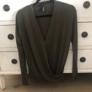 Bobbi long sleeve wrap tee. Olive green. New never worn.